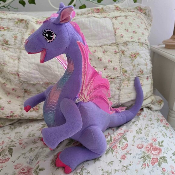Vintage Y2K Barbie Rapunzel Mattel Penelope Talking Dragon Plush Purple 2001 - Picture 1 of 2